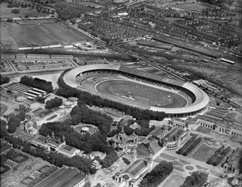 Aerial shot of White City Stadium, London