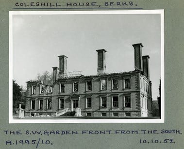 Ruins of Coleshill House, October 1952.