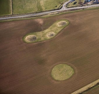 Aerial view of Tyning’s Farm barrow group