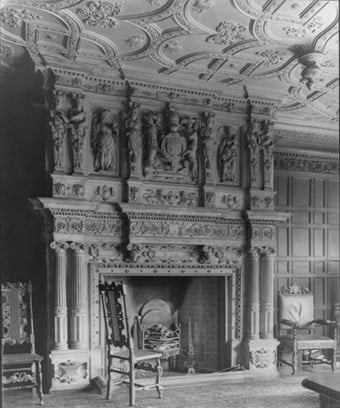 John Langton’s house at no.12 Welsh Back, first floor, chimneypiece in the forestreet chamber. Photograph c1906 