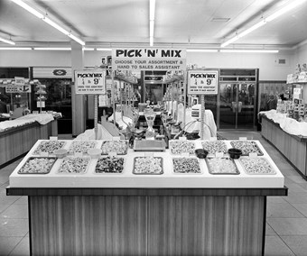 An early ‘Pick ‘n’ Mix’ counter in Store 320, Stafford in 1964