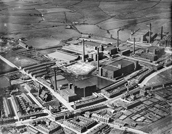 Aerial view of cotton mills