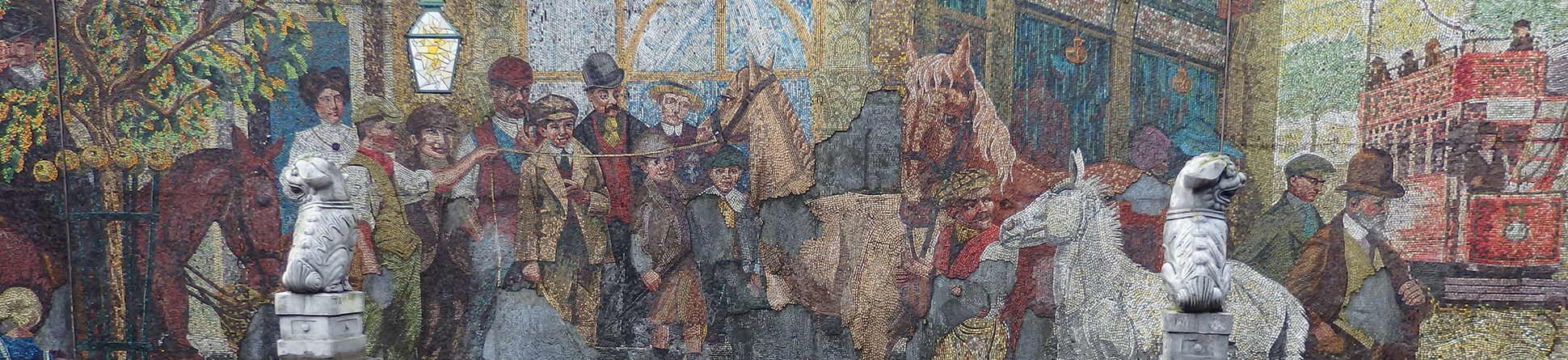 Mosaic depicting a horse fair in Birmingham.