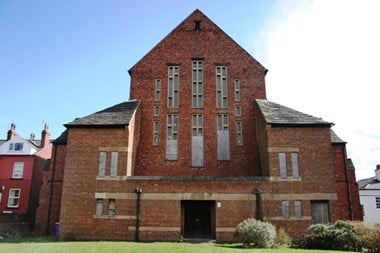 Front facade of former church