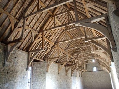 Roof beams inside barn