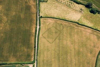 Aerial view of prehistoric farms
