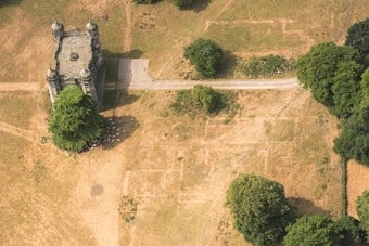 Aerial view of Tixall Hall