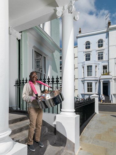 Sterling Betancourt, Musician, photographed at Powis Square Notting Hill.