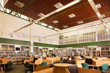 Photo of the interior of a school library