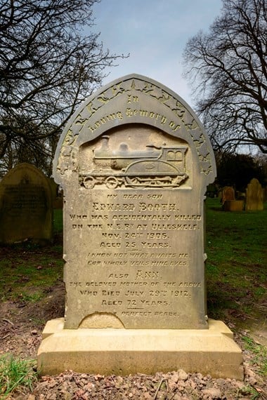 The gravestone of Edward Booth, a 25 year old railway fireman killed in a train crash in 1906, has been listed at Grade II