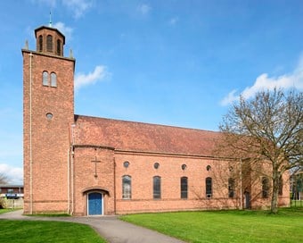 St Michael and All Angels Church, Orchard Road, described by Pevsner as ‘the best post-war church in Hull’ is listed at Grade II