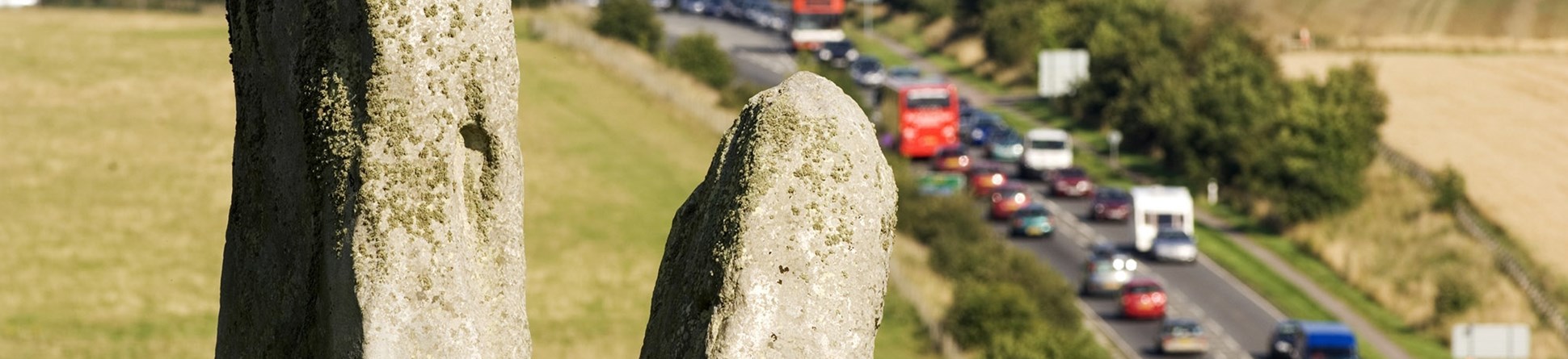 View of the passing traffic at Stonehenge