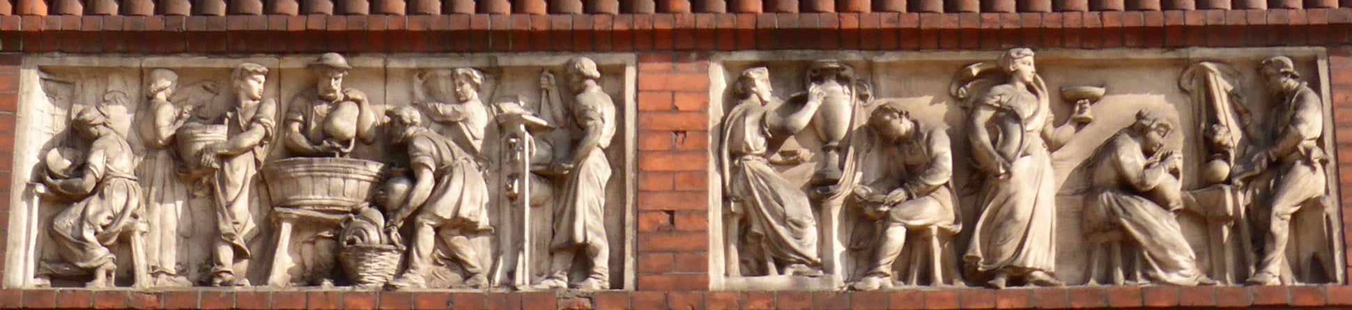 Detail from the exterior of the Wedgwood Institute in Burslem, Stoke-on-Trent