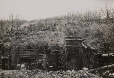 Hendry Lunette Stockbury, anti-invasion defence, Kent. Machine-gun position designed to fire along the trench. © Royal Engineers Museum