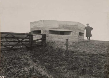 Mud Row pill box and warden, anti-invasion defence, Kent © Royal Engineers Museum