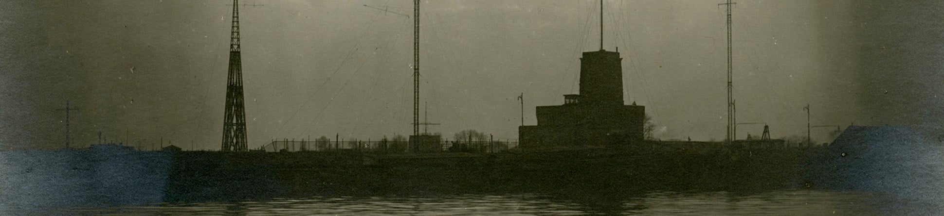 Wilhelmshaven, Germany, the main building, masts and aerial arrays of the signal station, its transmissions were major targets for the interception stations on England’s east coast
