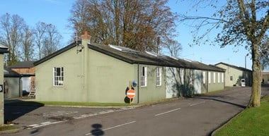 Duxford airfield, Cambridgeshire.  These buildings housed carpentry and rope workshops for the maintenance of the wooden and fabric covered aircraft based at the airfield. Private Collection
