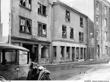 Bomb damage in Vauxhall Street, Plymouth 