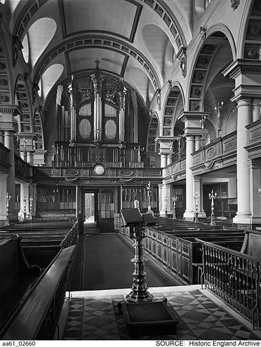 St Bride’s Church, London before bombing