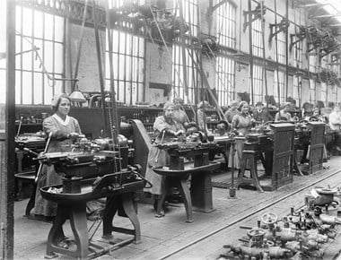 Women employed on machine tools at the LYR's Horwich Works