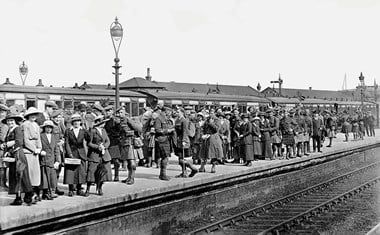 Families seeing off soldiers at Stirling Station
