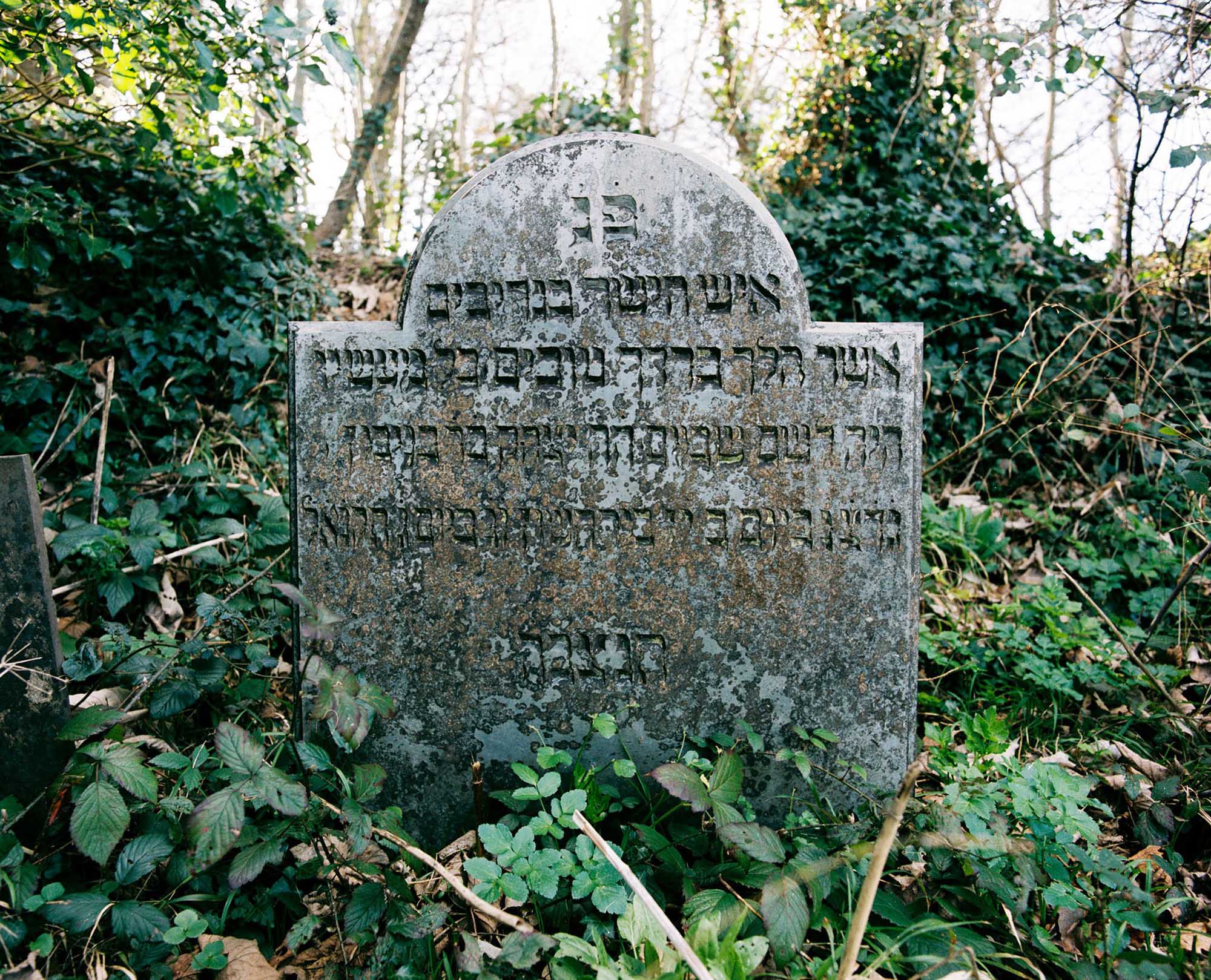 A headstone in Falmouth's Jewish Cemetery