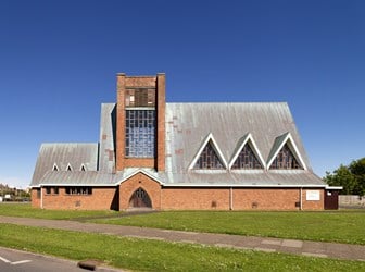 Exterior view of a post-war English church