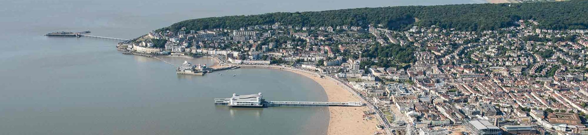 Aerial view of the coastline at Weston-super-Mare