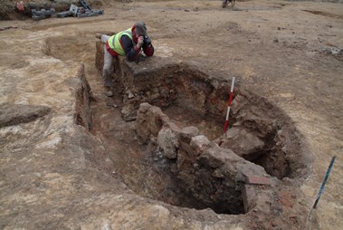 Photograph showing fully excavated kiln used for firing ceramic materials.