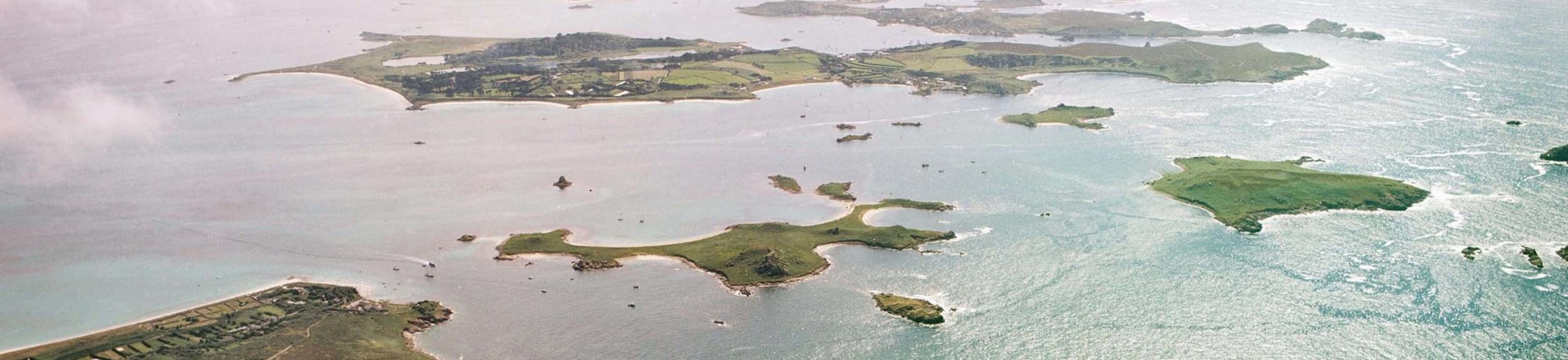 Aerial image of the Isles of Scilly.