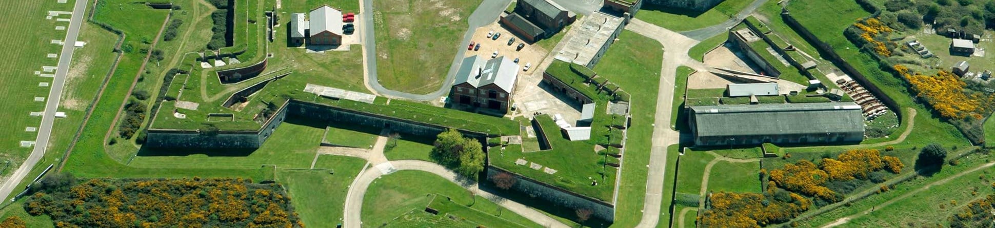 Colour aerial image of Fort Cumberland in Portsmouth.