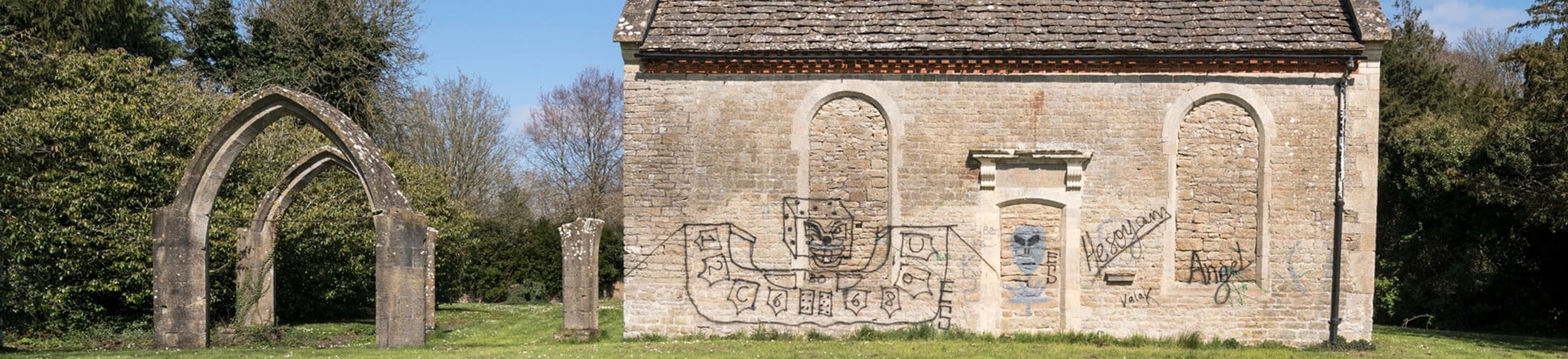 Graffiti on a church building