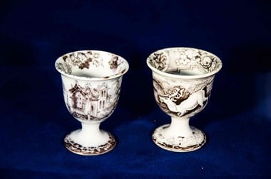 Two transfer-printed cups