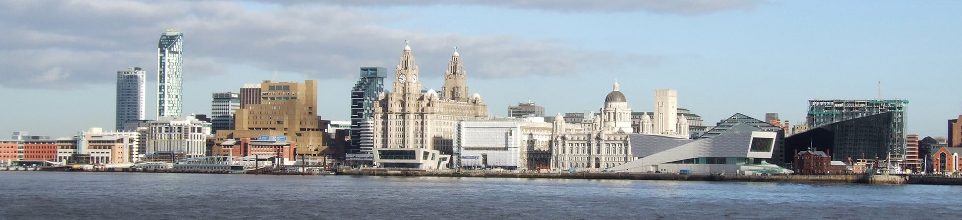 Landscape view of Liverpool across the Mersey.