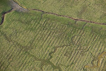Aerial view of markings on landscape