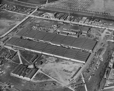Aerial view of a factory.